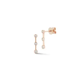 14K Rose Gold 3 Bezel Set Diamond Drop Earrings