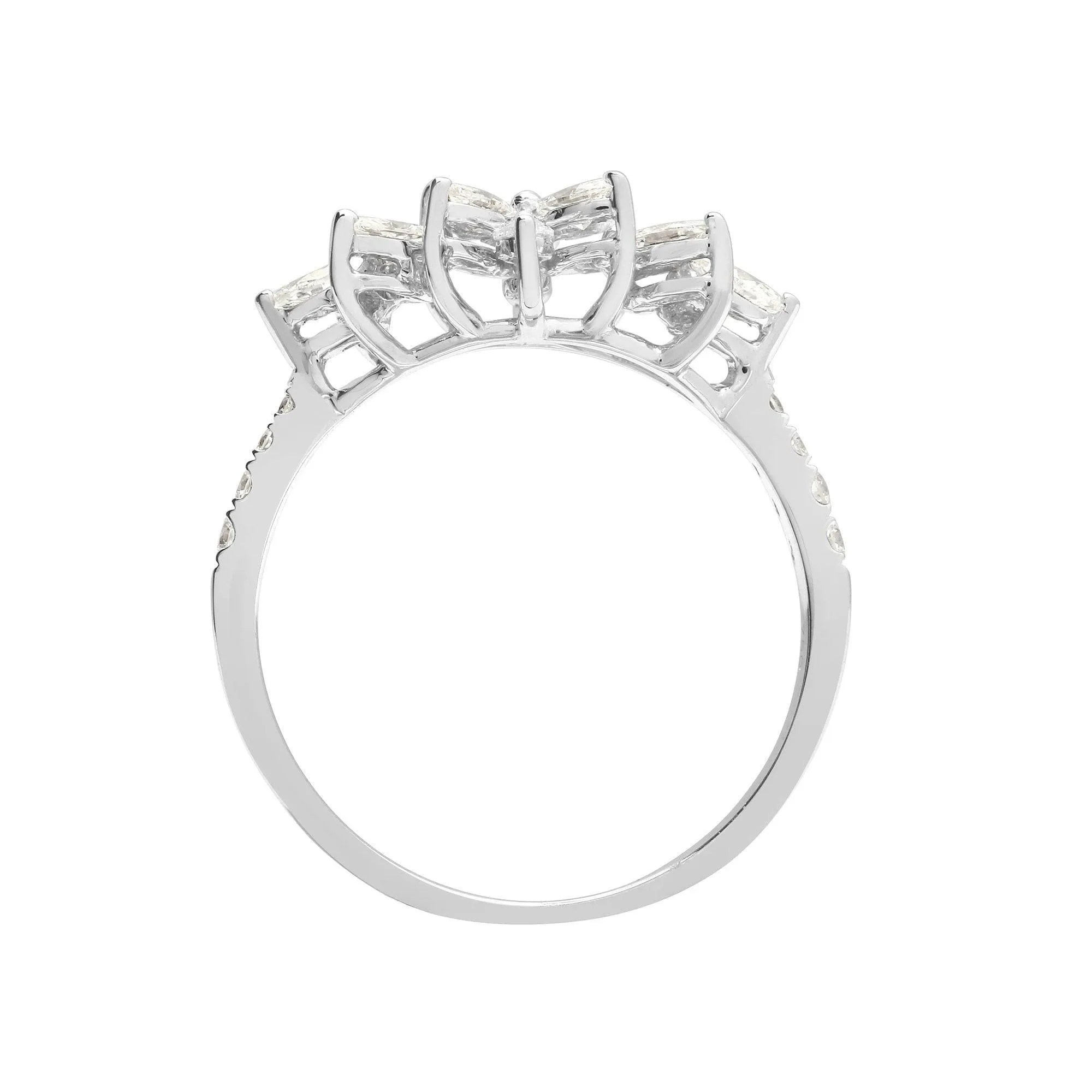 18ct White 0.66ct Round & Marquise Diamond Ring