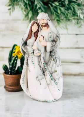 3-in-1 Horse Hair Pottery Nativity Set with Turquoise