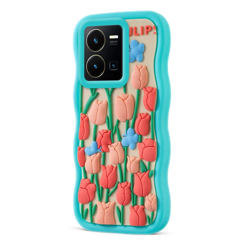 3D Soft Silicone Wave Edges Mobile Back Case For Vivo Y35