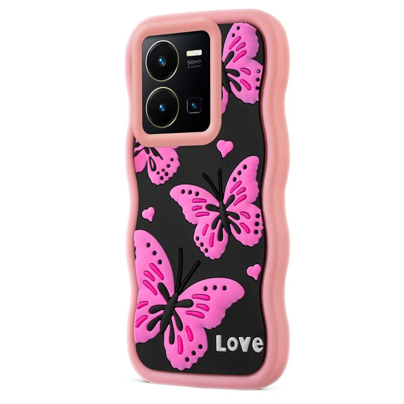 3D Soft Silicone Wave Edges Mobile Back Case For Vivo Y35