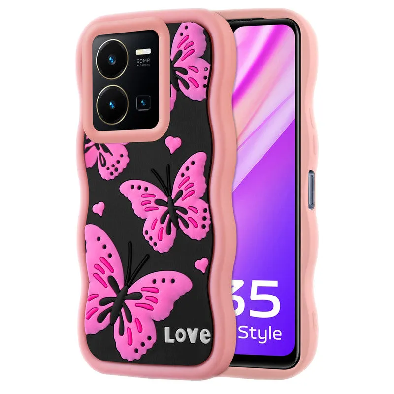 3D Soft Silicone Wave Edges Mobile Back Case For Vivo Y35