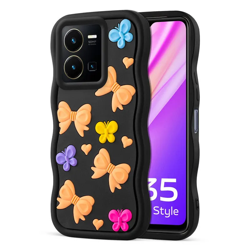 3D Soft Silicone Wave Edges Mobile Back Case For Vivo Y35