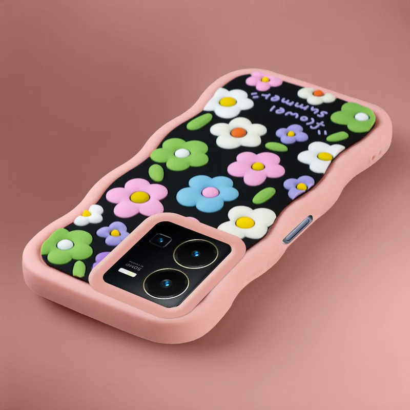 3D Soft Silicone Wave Edges Mobile Back Case For Vivo Y35