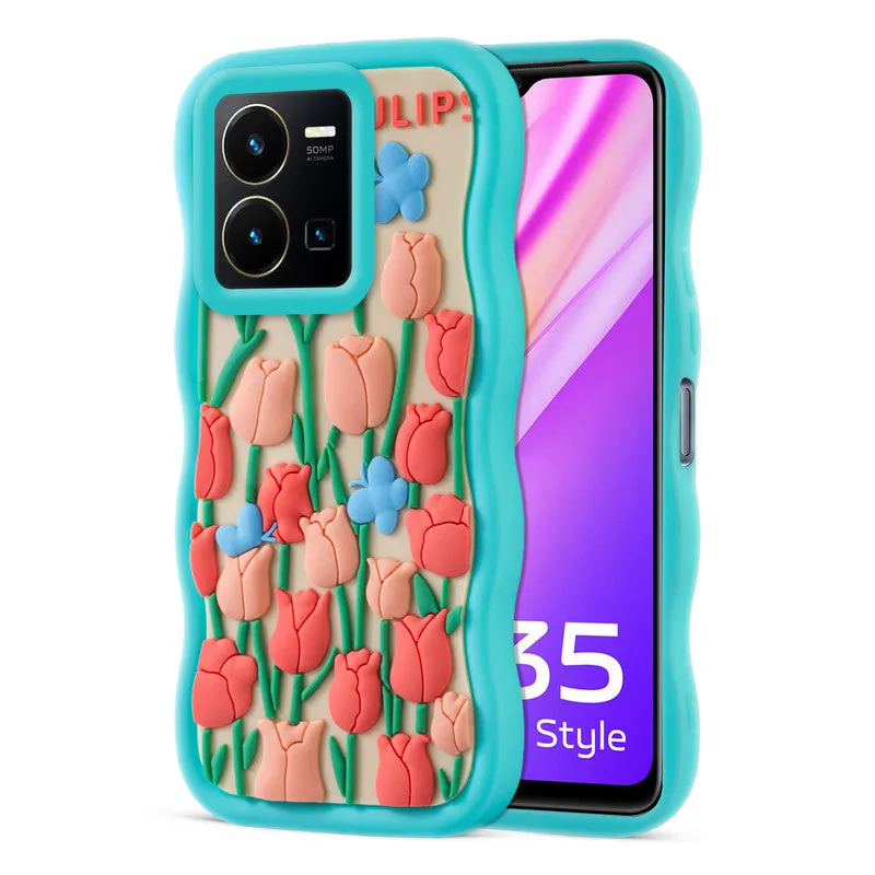 3D Soft Silicone Wave Edges Mobile Back Case For Vivo Y35