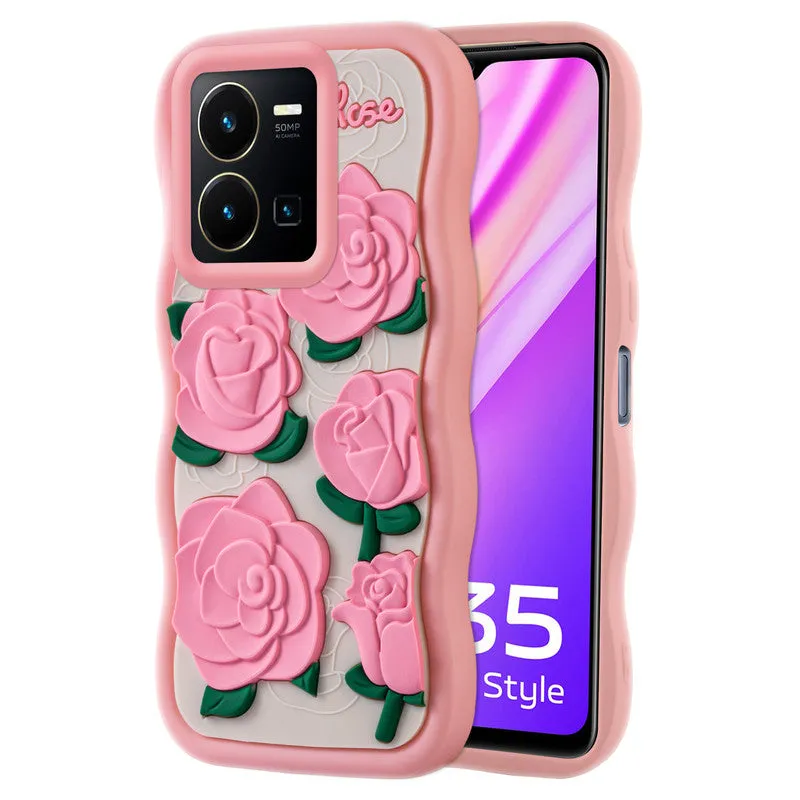 3D Soft Silicone Wave Edges Mobile Back Case For Vivo Y35