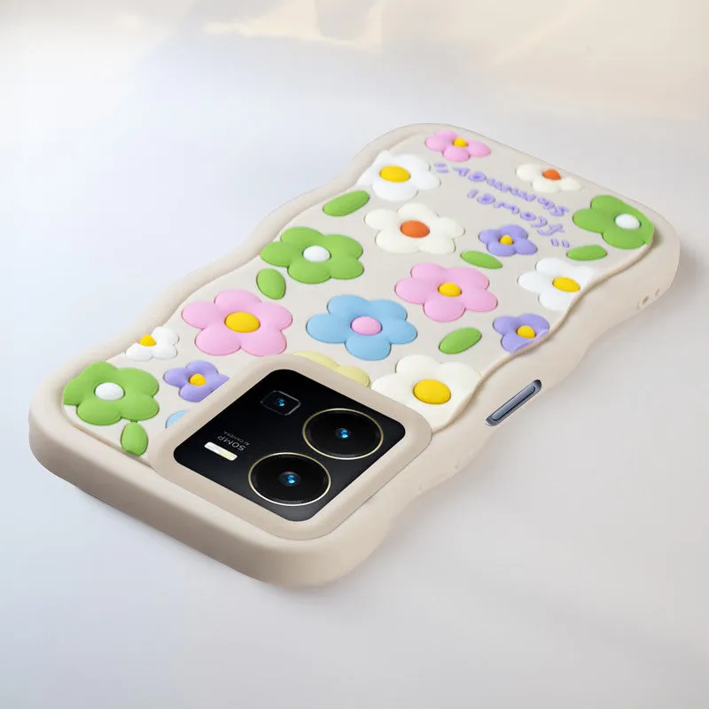 3D Soft Silicone Wave Edges Mobile Back Case For Vivo Y35