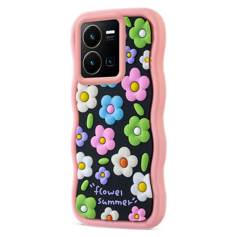 3D Soft Silicone Wave Edges Mobile Back Case For Vivo Y35