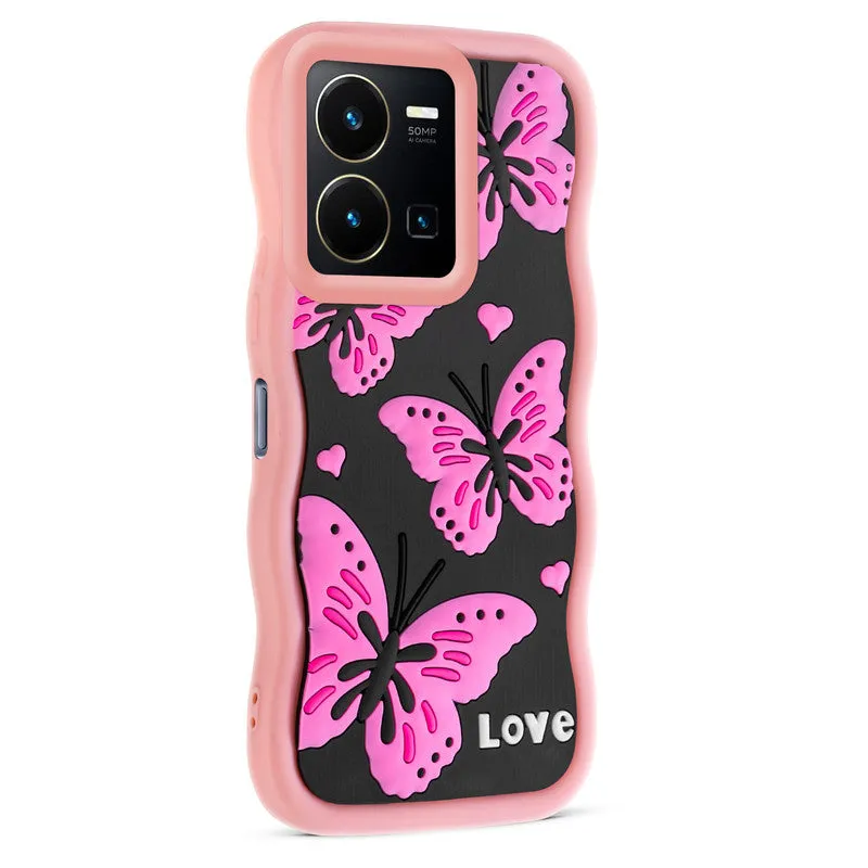 3D Soft Silicone Wave Edges Mobile Back Case For Vivo Y35