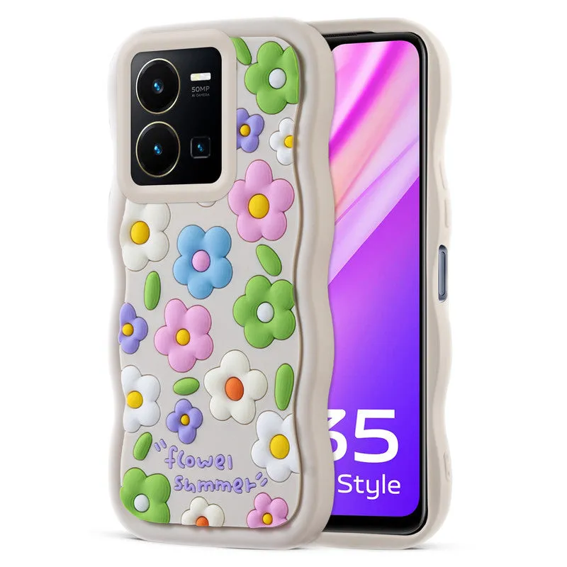 3D Soft Silicone Wave Edges Mobile Back Case For Vivo Y35