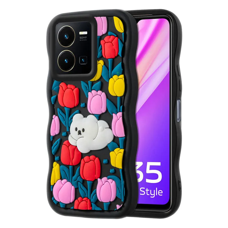 3D Soft Silicone Wave Edges Mobile Back Case For Vivo Y35