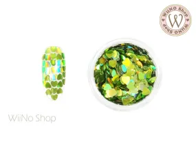 3mm Lime Green Holographic Heart Glitter