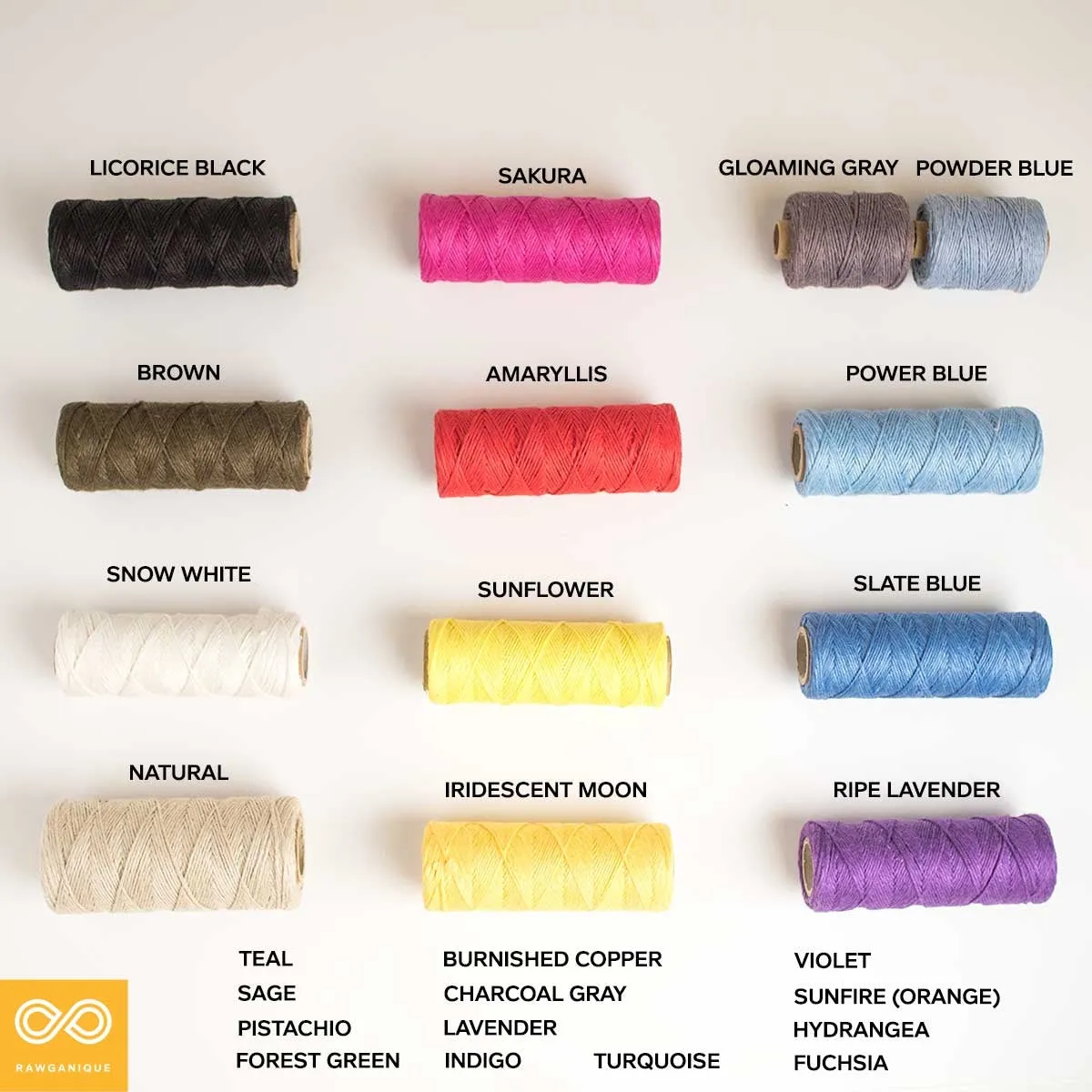 6-Strand Unwaxed 100% Organic Hemp Twine (Dyed) (Plastic-Free)