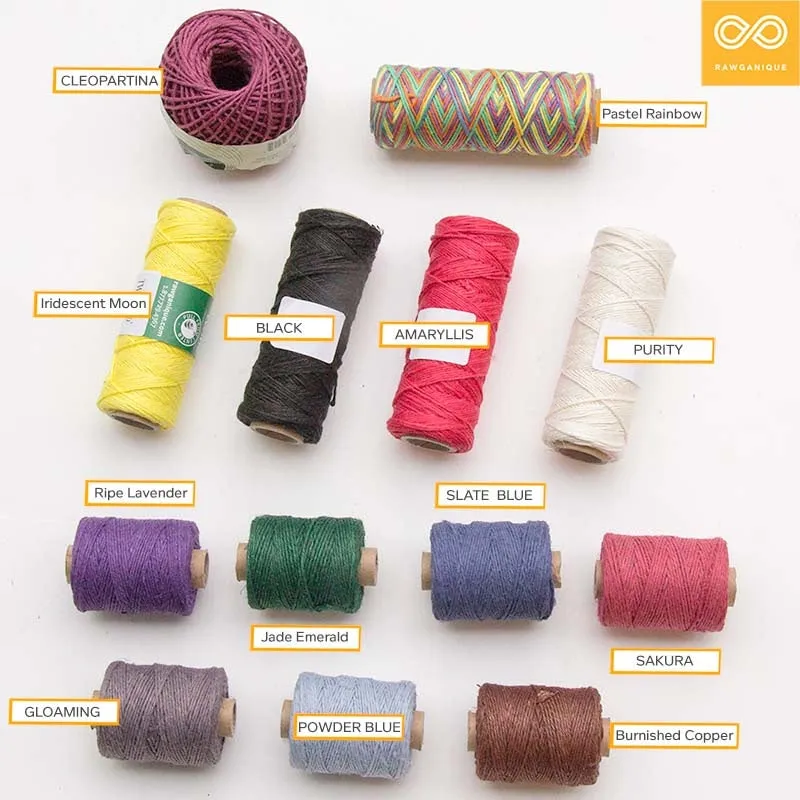 6-Strand Unwaxed 100% Organic Hemp Twine (Dyed) (Plastic-Free)