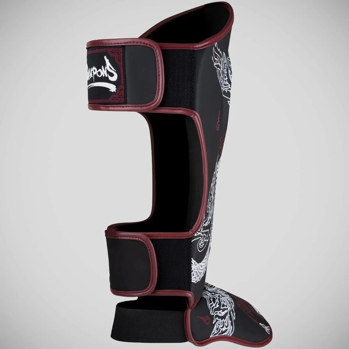 8 Weapons Sak Yant Naga Shin Guards Black