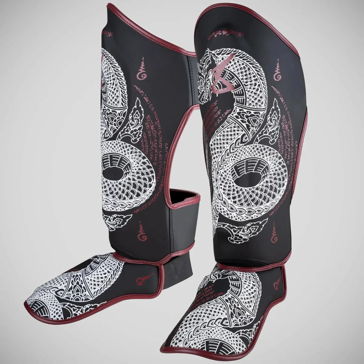 8 Weapons Sak Yant Naga Shin Guards Black