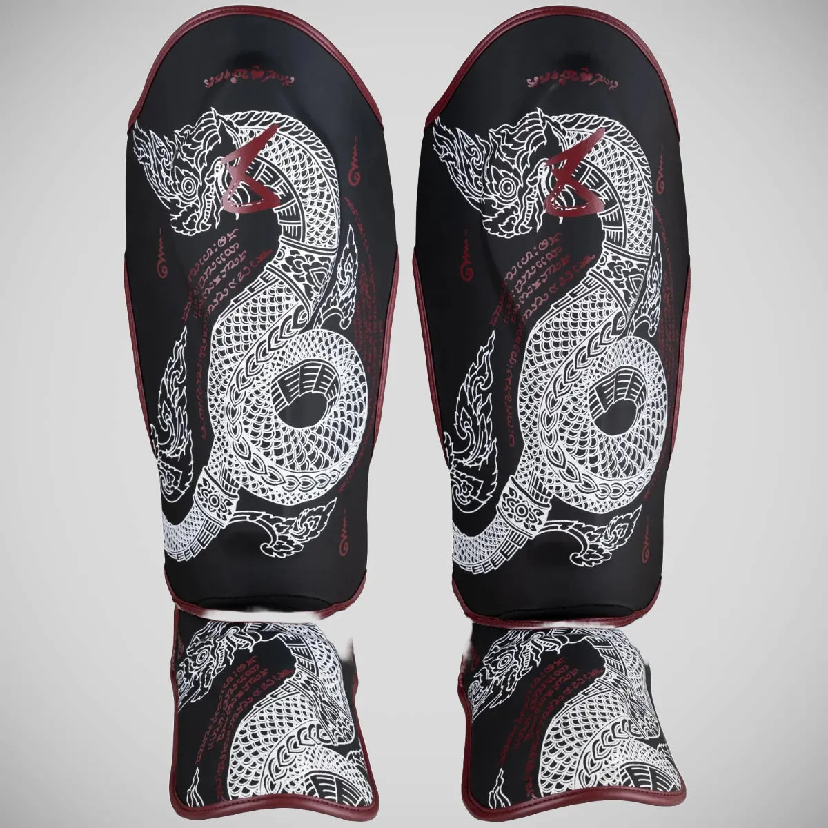 8 Weapons Sak Yant Naga Shin Guards Black