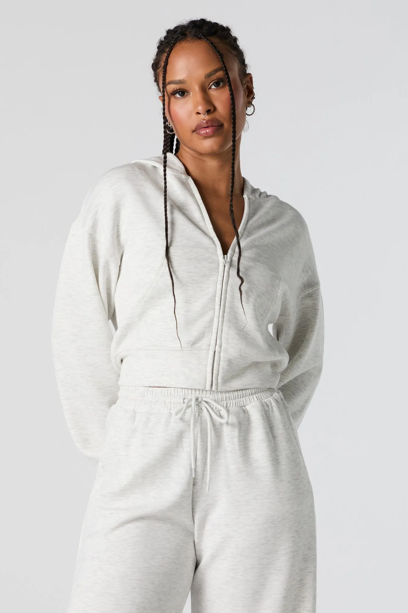 Active Zip-Up Cropped Fleece Hoodie