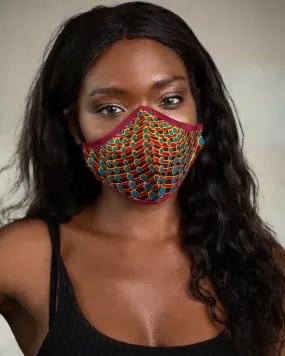 African Face Mask in Rainbow Print