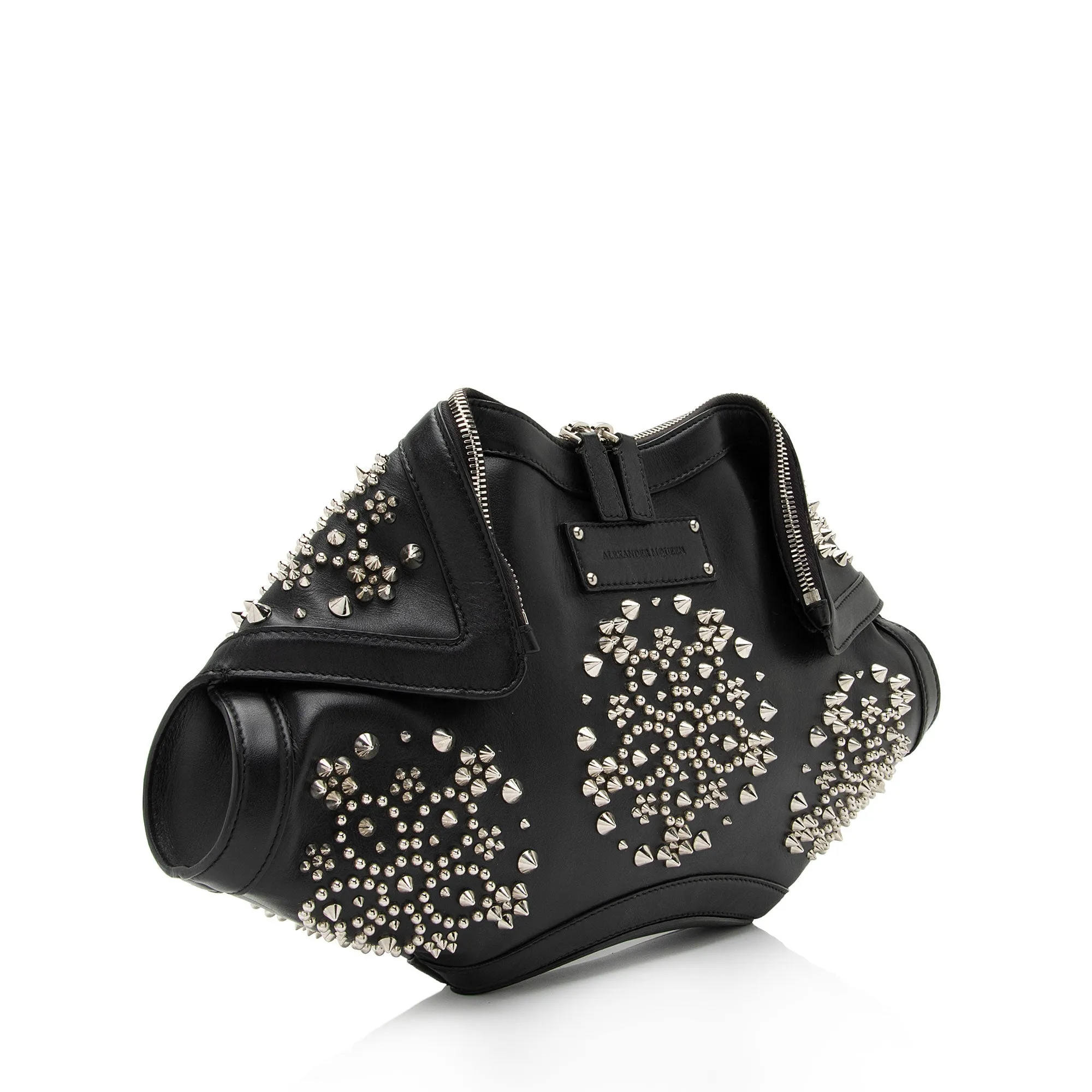 Alexander McQueen Calfskin Embellished De Manta Clutch (SHF-5HOO7H)