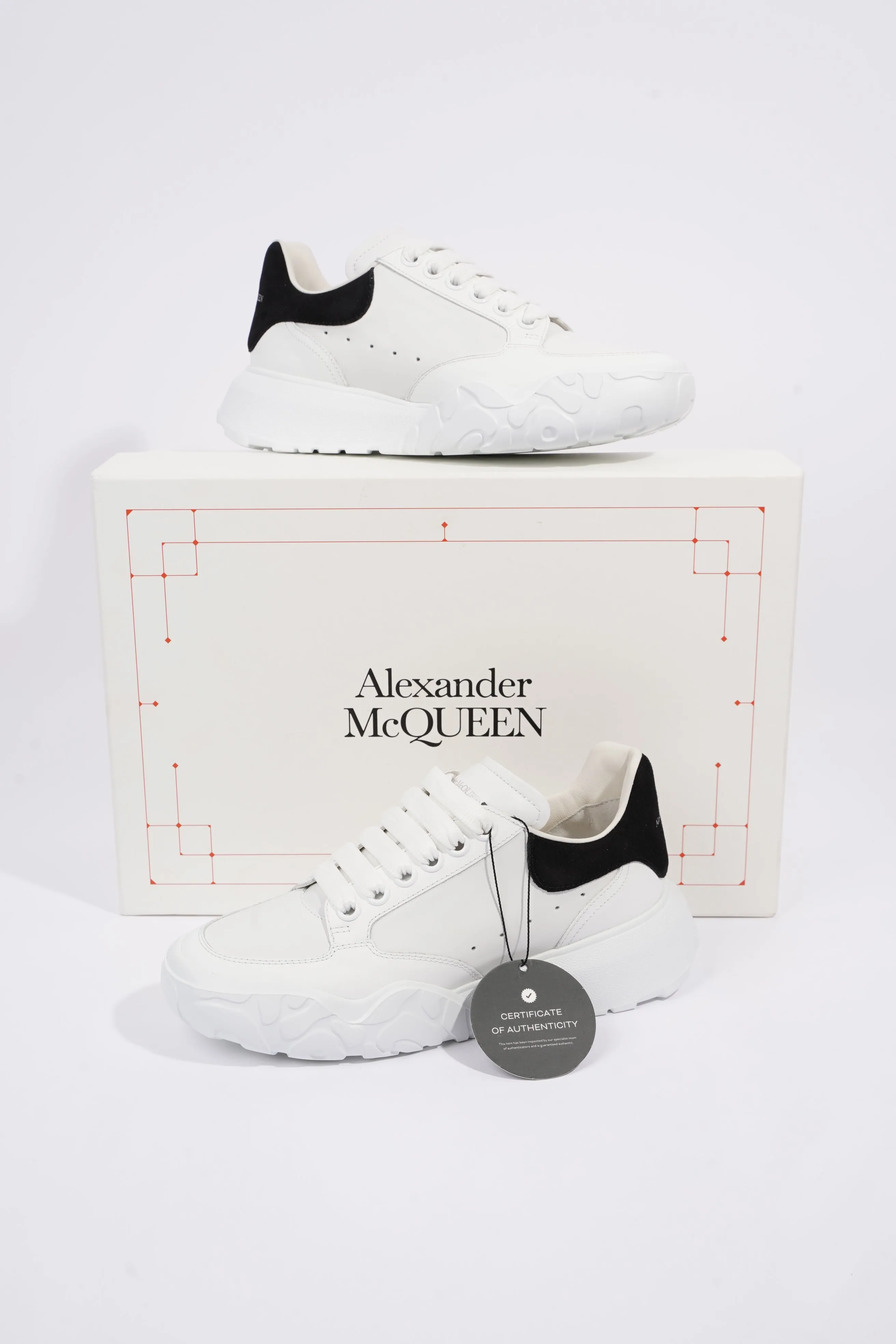 Alexander McQueen Womens Oversized Court Sneaker White Black Tab EU 36.5 / UK 3.5