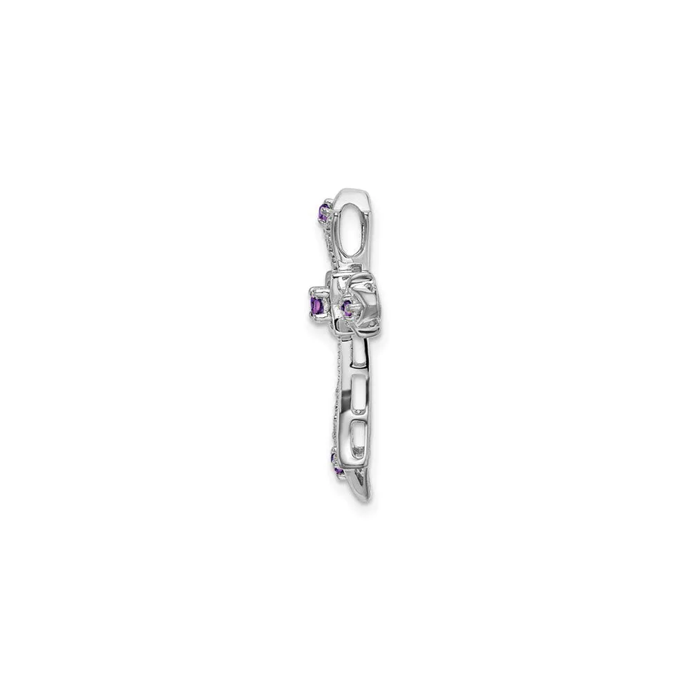 Amethyst and Diamond Fleur de Lis Cross Pendant (14K)