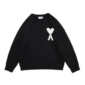 AMI Paris Ami de Coeur logo Crewneck knitted - White