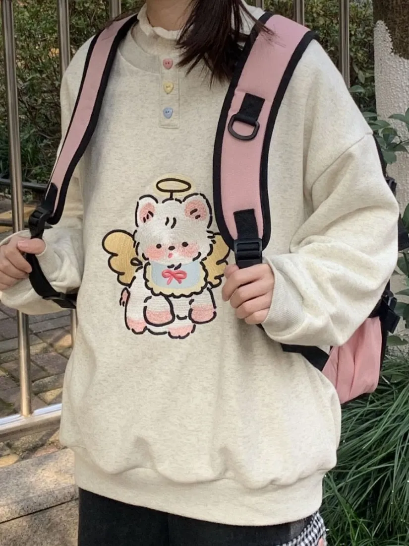 Angel Kitty Button Up Pullover