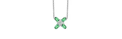 Arch Florale PM Necklace, 18k White Gold with DAVIDOR Arch Cut Green Tourmalines and Brilliant Diamond