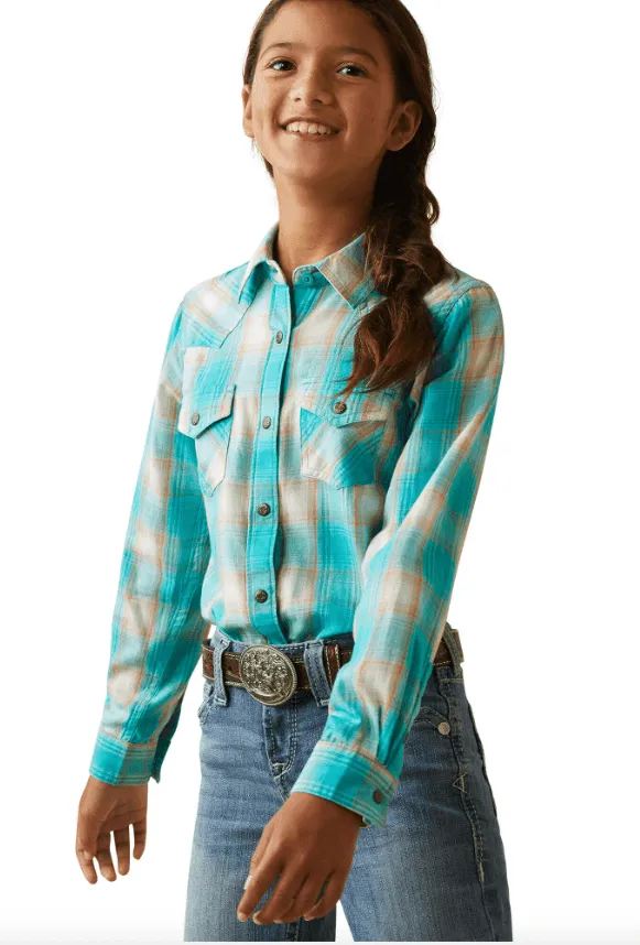 Ariat Girl's Ojai Plaid Long Sleeve Snap Up Western Shirt 10043627