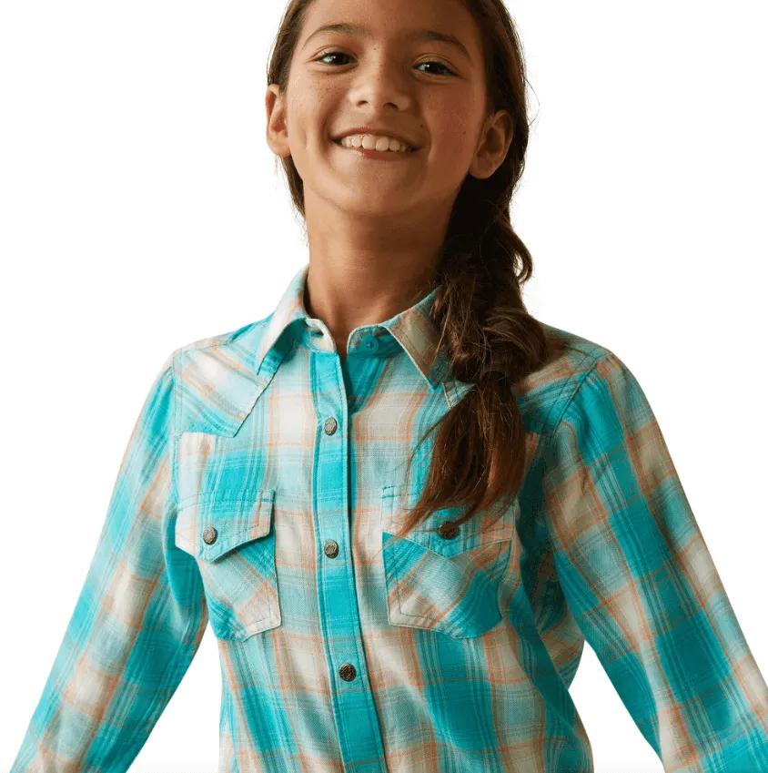 Ariat Girl's Ojai Plaid Long Sleeve Snap Up Western Shirt 10043627