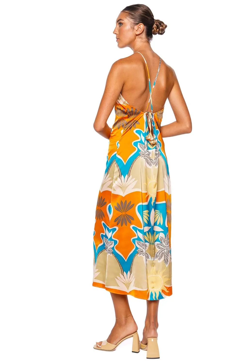 Ashanti Printed Satin Halter Midi Dress