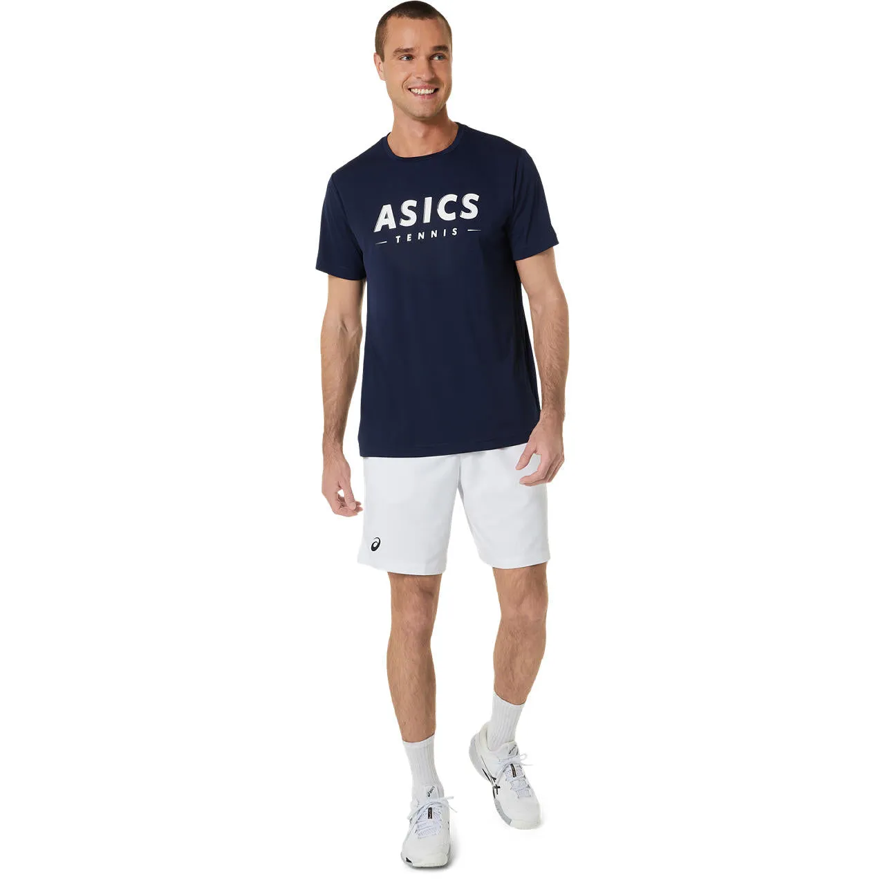 Asics T-Shirt Court Tennis Graphic Heren Donkerblauw