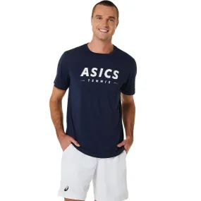 Asics T-Shirt Court Tennis Graphic Heren Donkerblauw