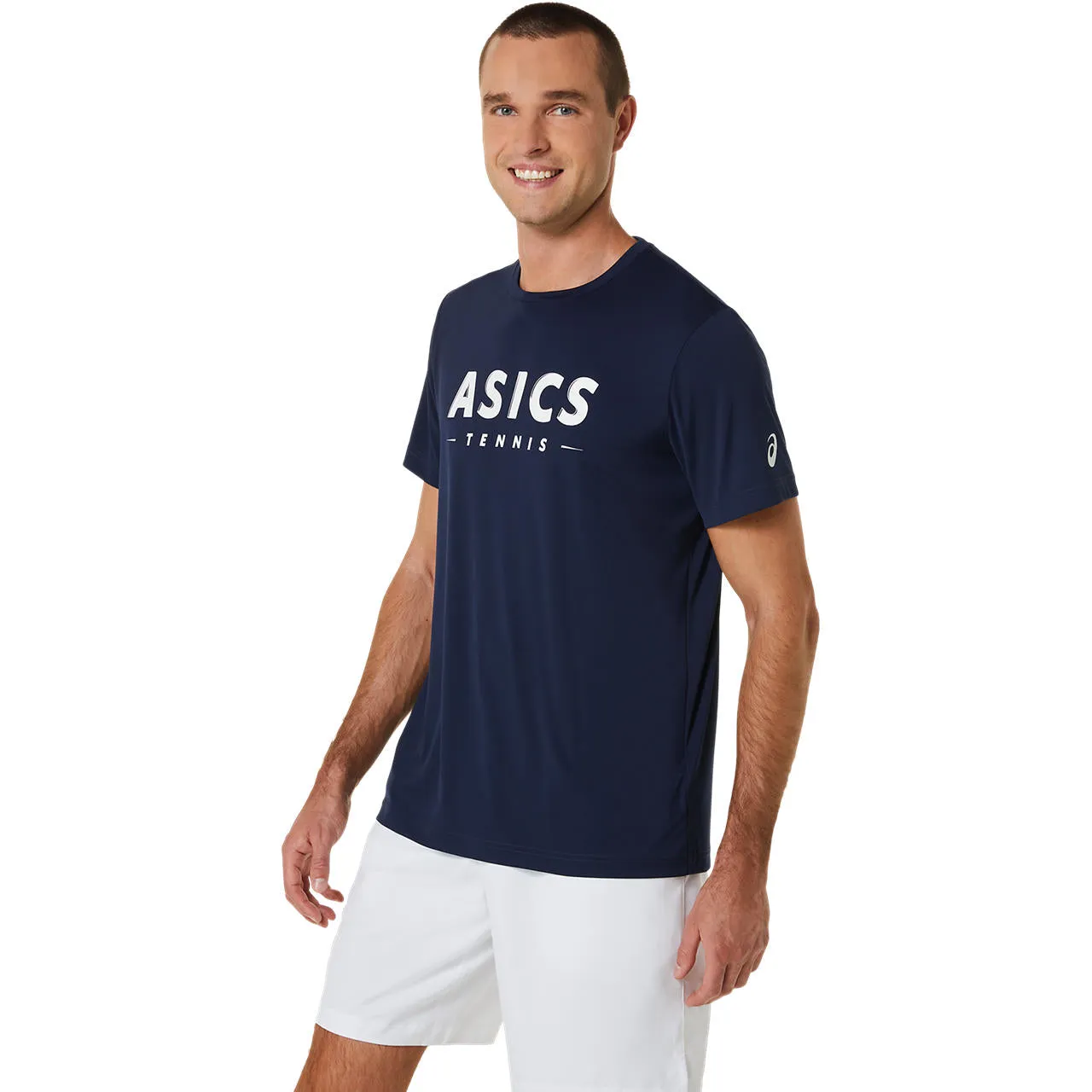 Asics T-Shirt Court Tennis Graphic Heren Donkerblauw