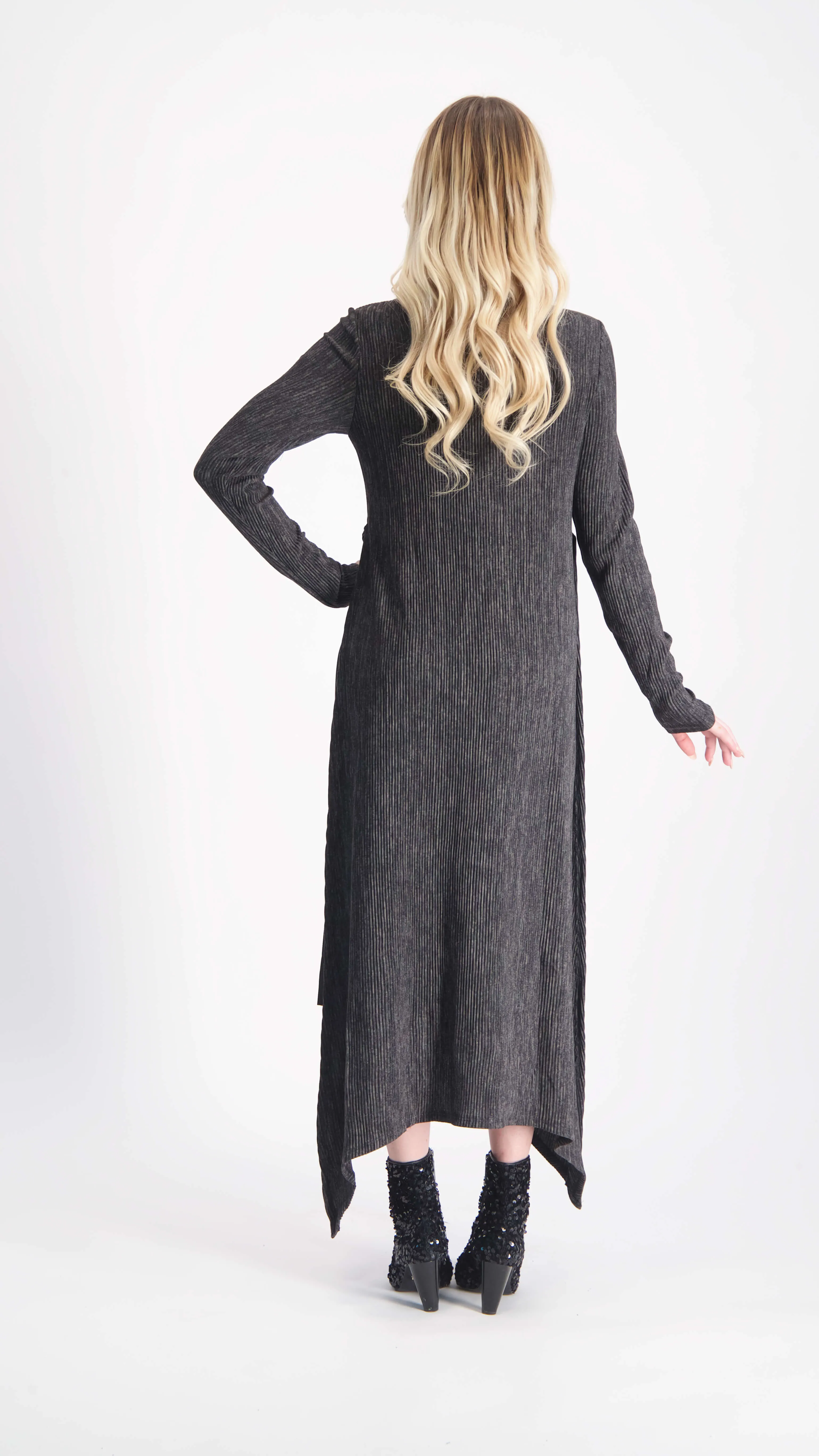 Asymmetric Ribbed Dress / Grey