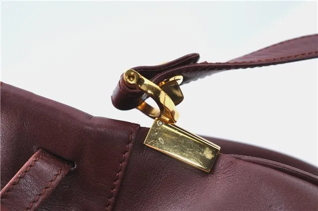 Auth Cartier Must de Cartier Leather Shoulder Cross Body Bag Bordeaux Red J1322