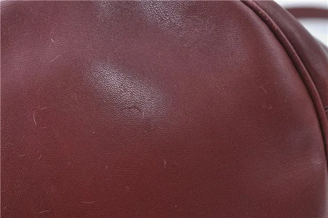 Auth Cartier Must de Cartier Leather Shoulder Cross Body Bag Bordeaux Red J1322