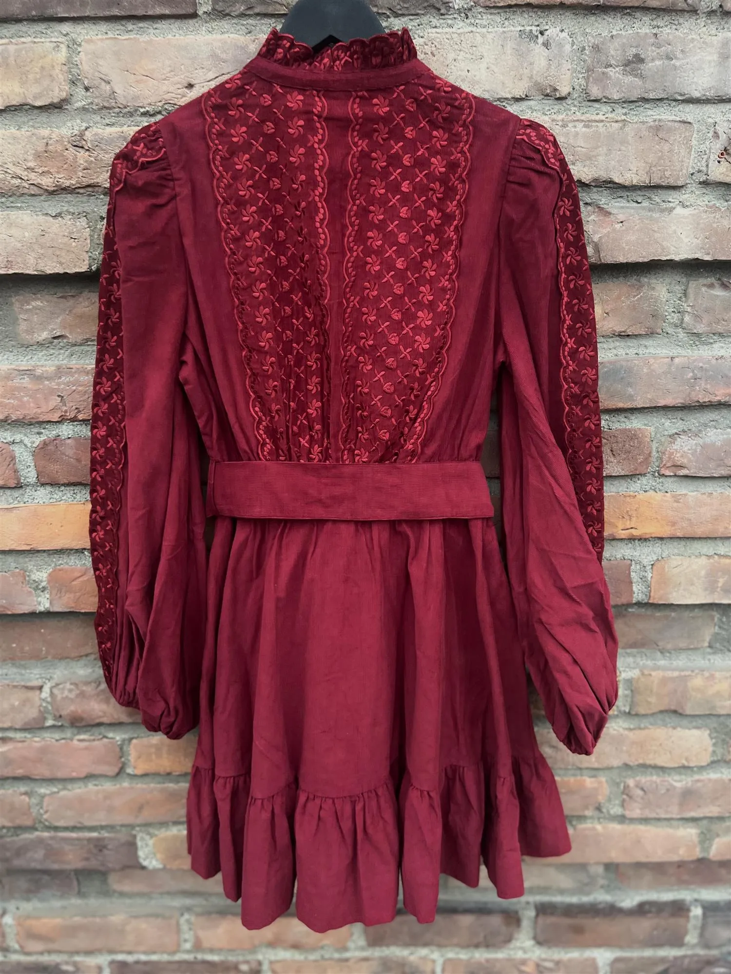 Baby Cord Shirt Dress Burgundy