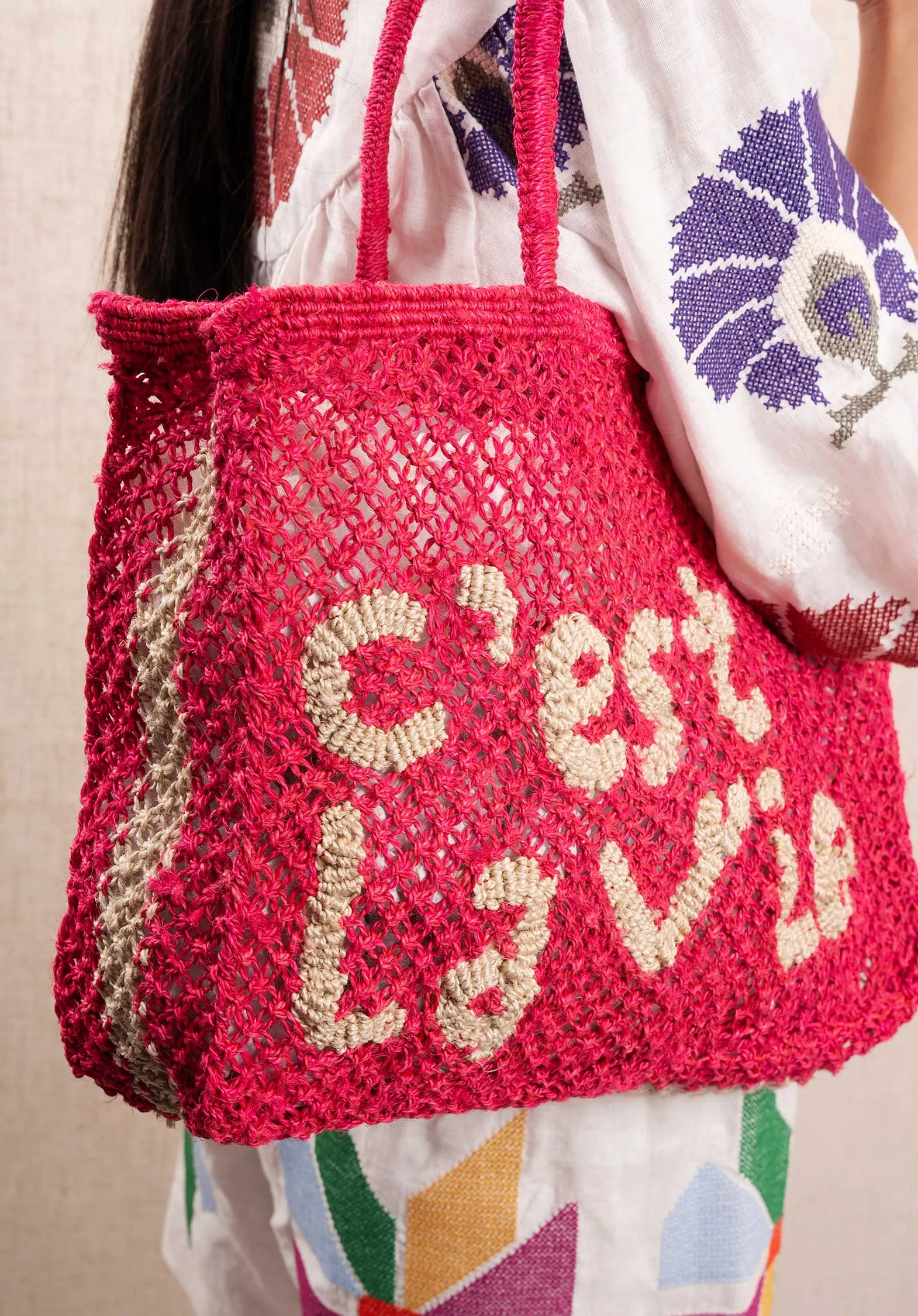 Beach Bag Cest La Cest La Vie Smal Hot-Pink