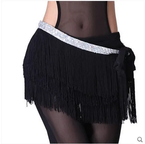 Belly dance costumes sexy silver tassel belly dance belt for women belly dance costume hip scarf