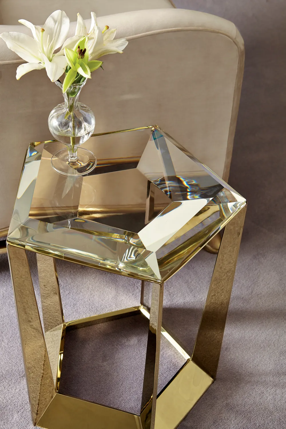 Beveled Crystal Side Table | Caracole The Gem