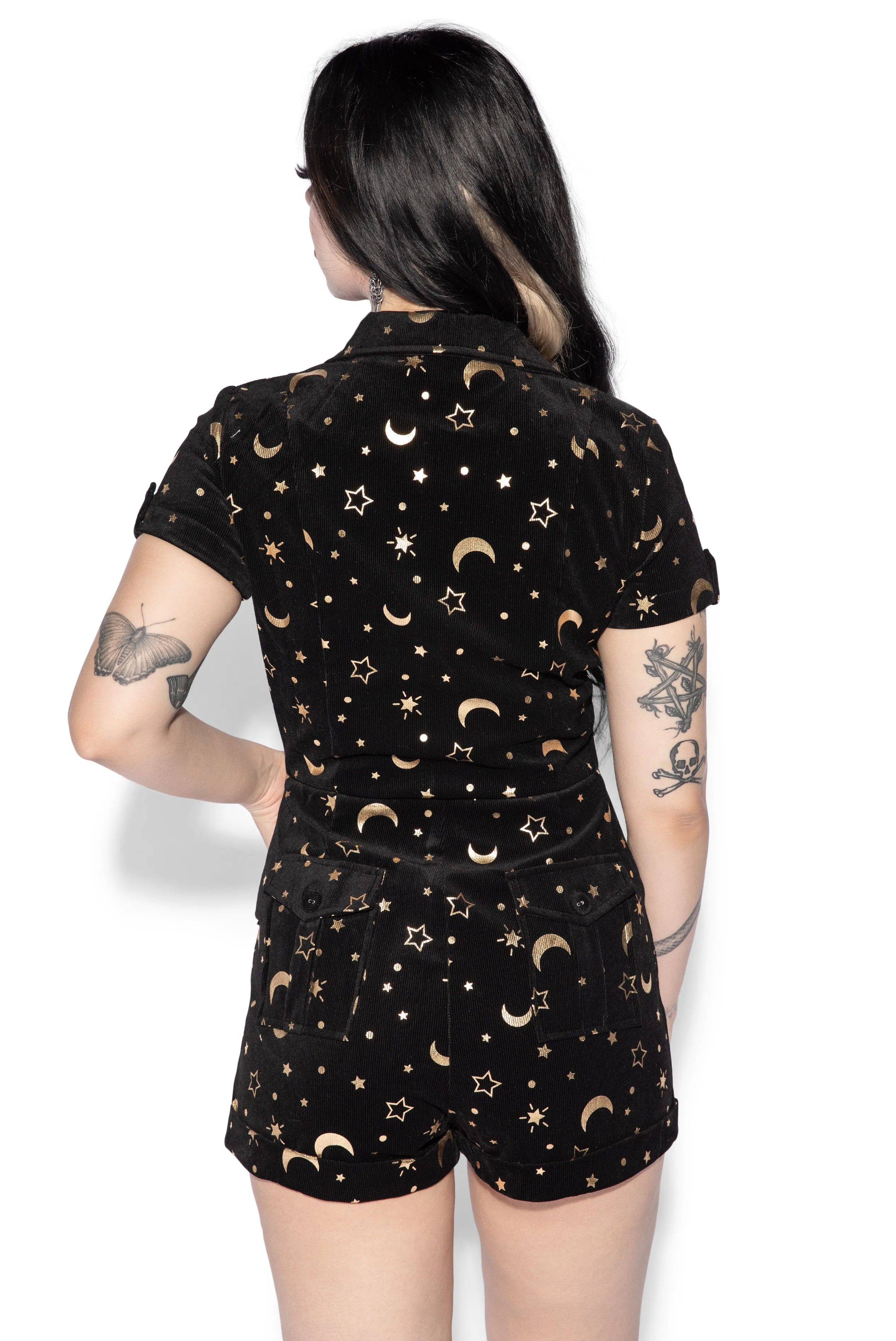 Black & Gold Celestial Romper