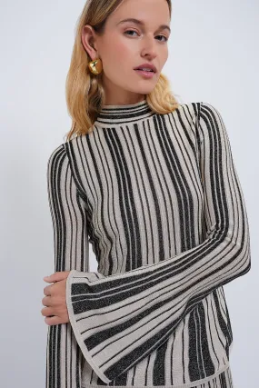 Black and Gold Metallic Stripe Top