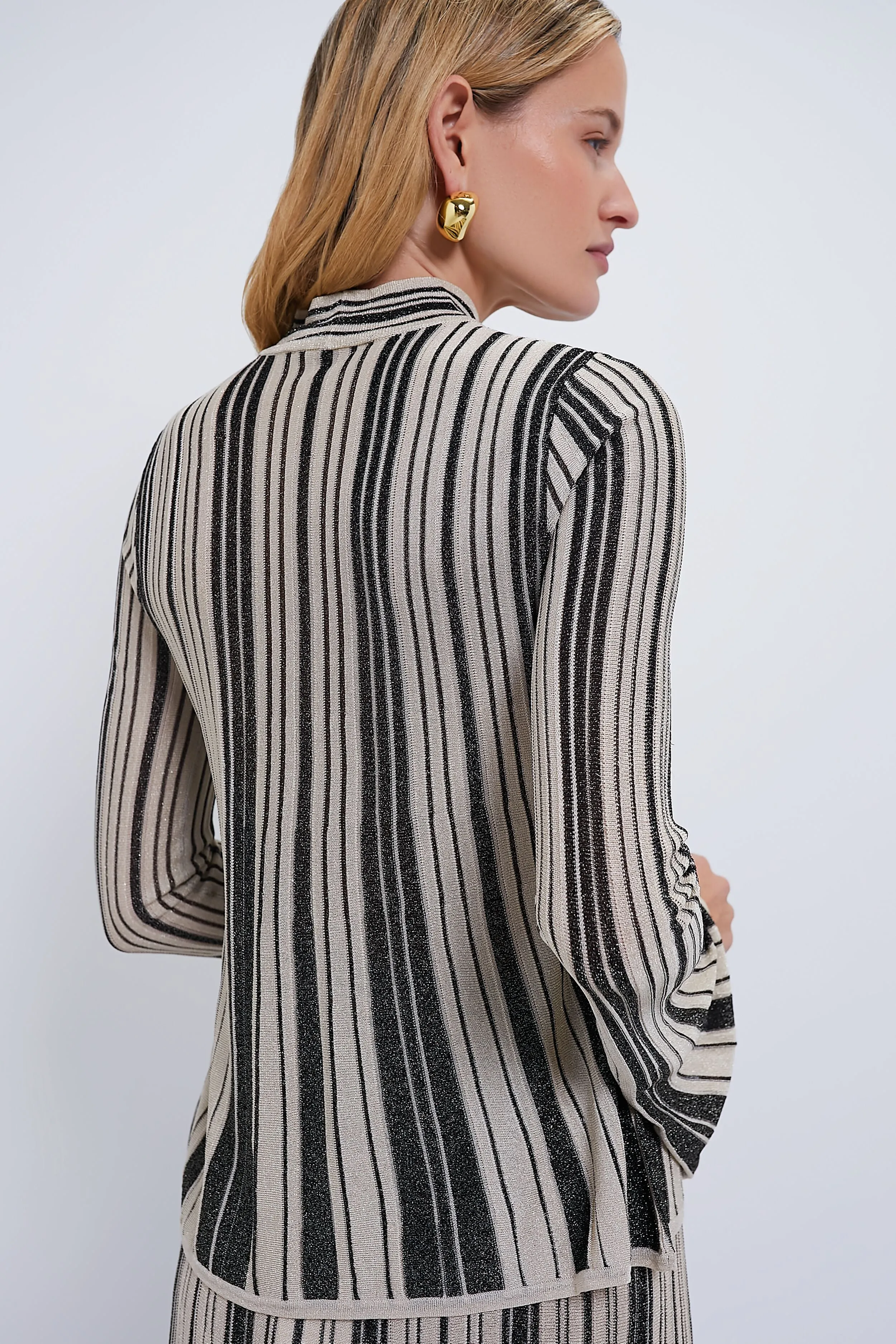 Black and Gold Metallic Stripe Top