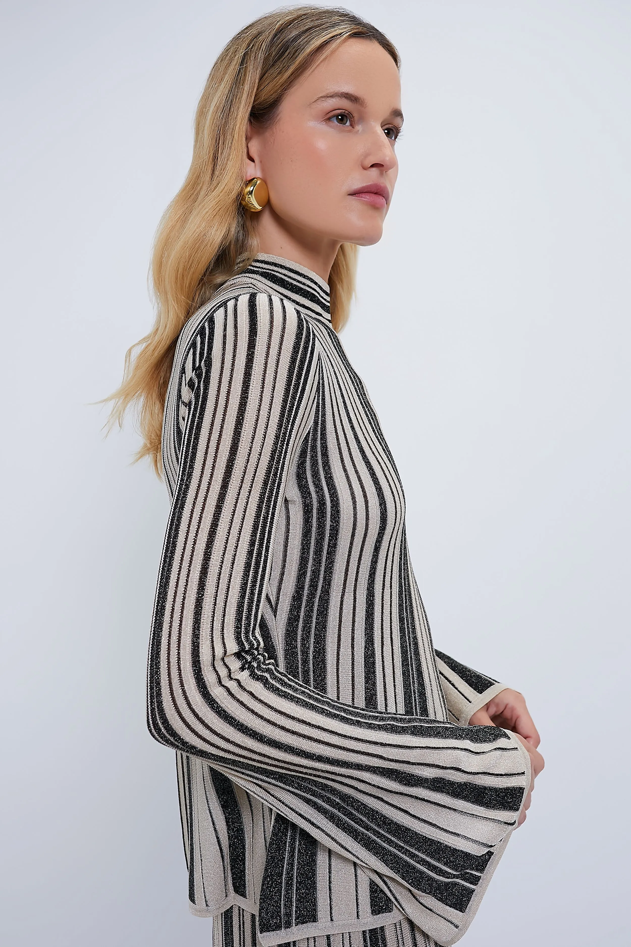 Black and Gold Metallic Stripe Top