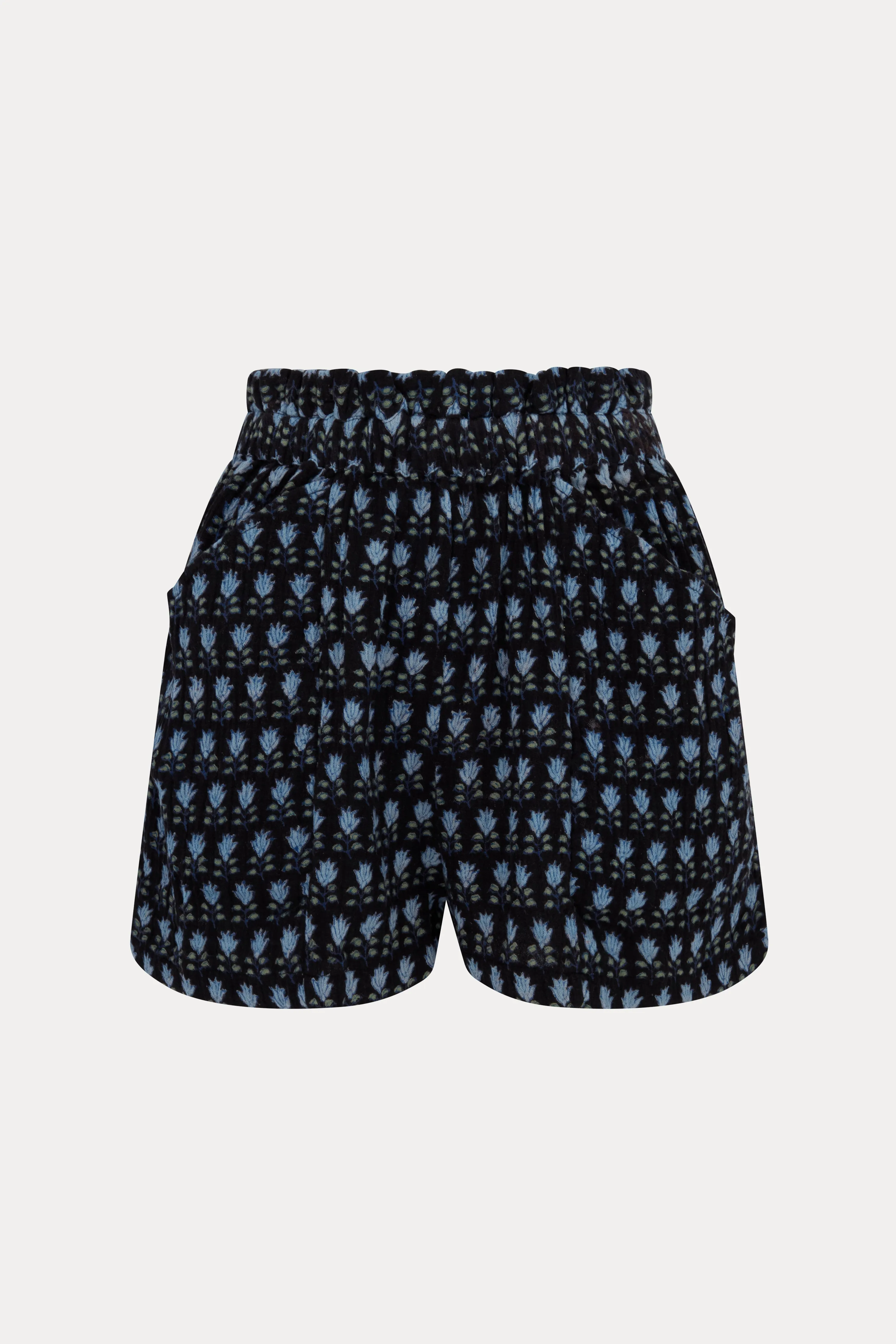 Black Lily Floral Eva Paperbag Shorts