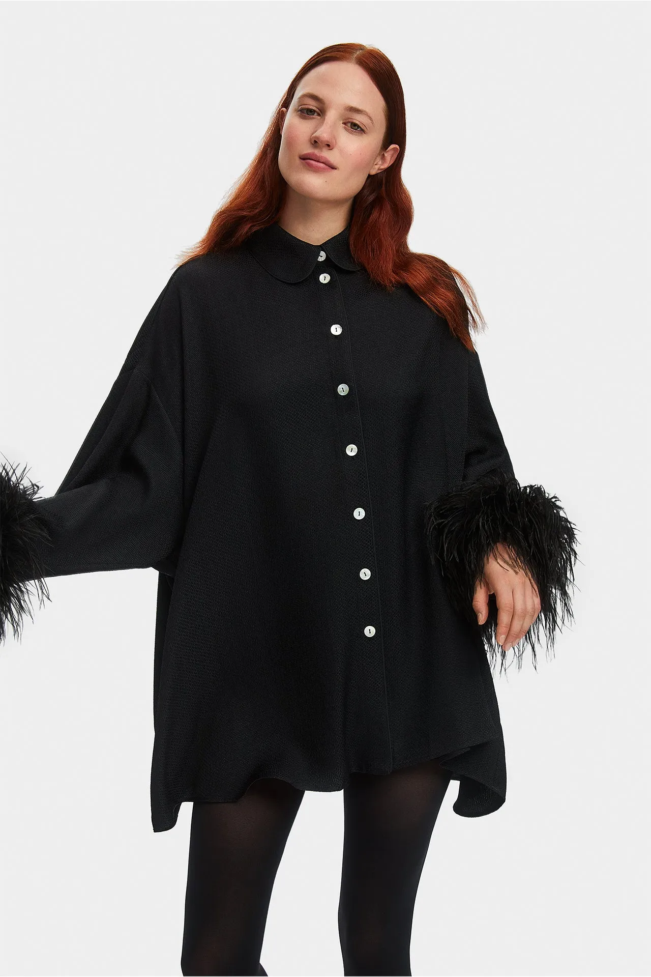 Black Pastelle Oversized Jacquard Shirt Dress