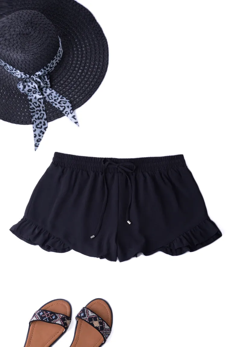 Black Shorts with Frill Hem Ex Brand