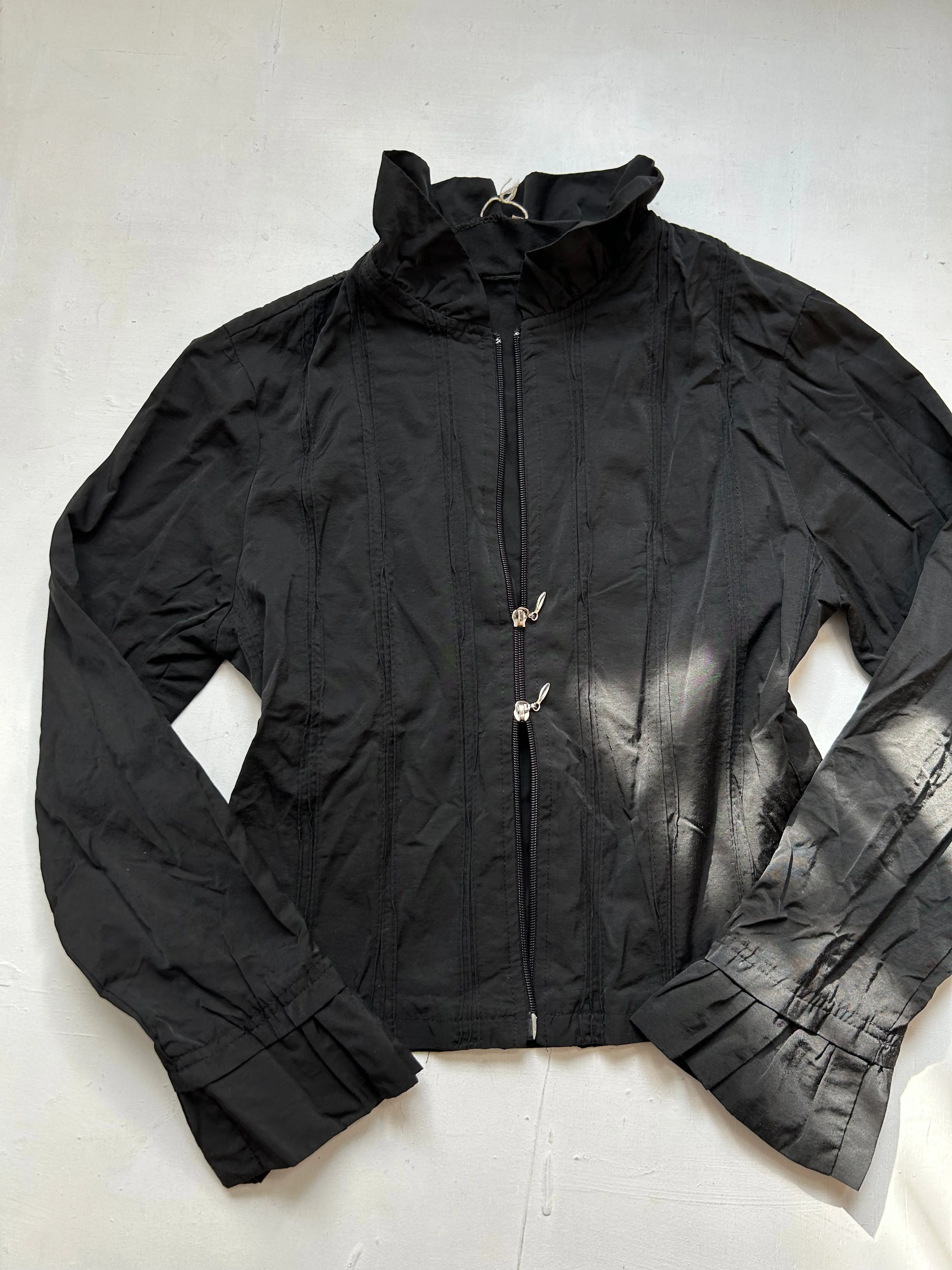 Black zip up cotton biker jacket (M/L)